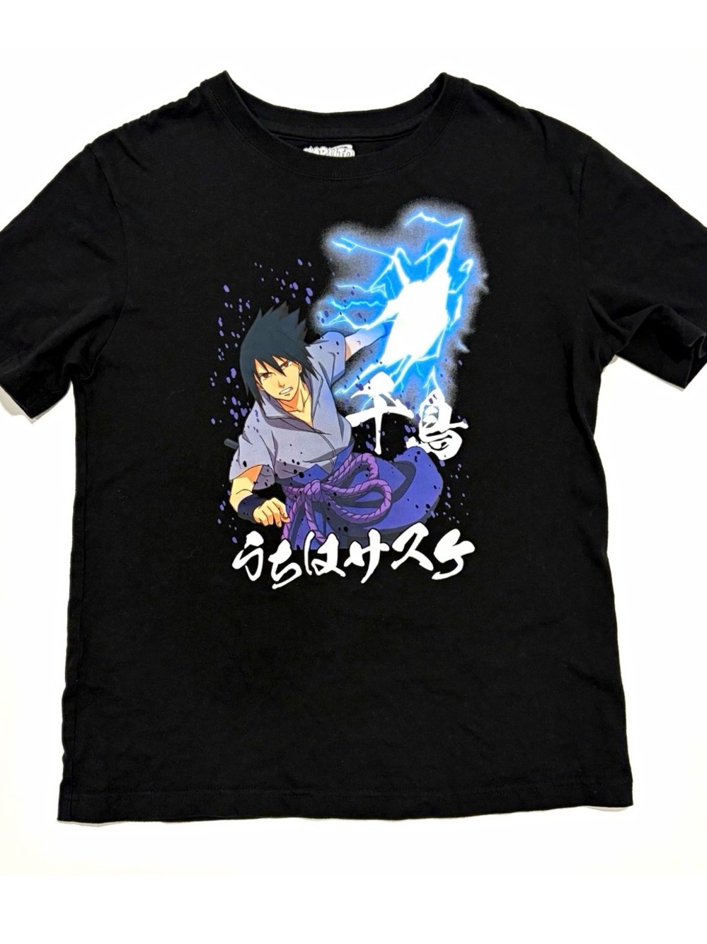 Naruto Sasuke Uchiha Black Graphic T-Shirt Size S Anime & Manga Naruto Shippuden